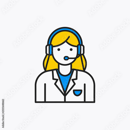 Customer Support Representative Avatar With Headset Icon.