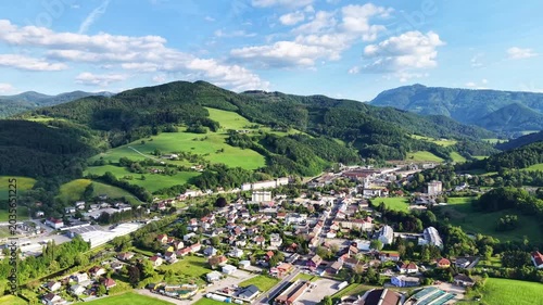 Traisen in Lower Austria, panorama view during springtime and summer