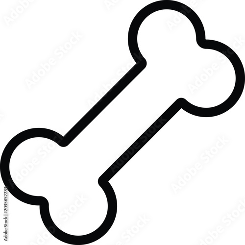 A simple black line drawing of a dog bone on a white background