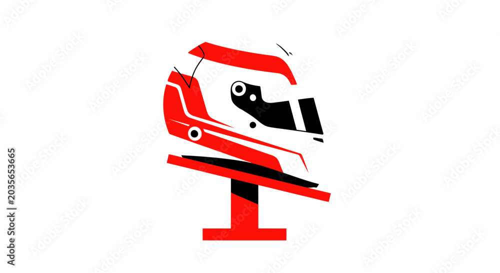 Fototapeta premium Racing Helmet Icon - Speed, Motorsport, Competition, Safety, White Background
