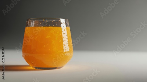 Glass of orange juice on a white table drink beverage