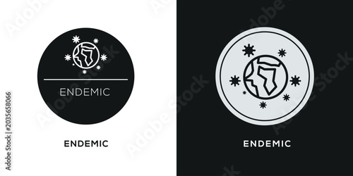 Endemic species conservation icons collection, vector illustration.