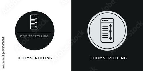 Doom scrolling on Smartphone with Infinite Feed, Vector Illustration.