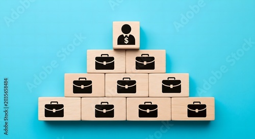 Shareholder Concept with Cases on Wooden Cubes