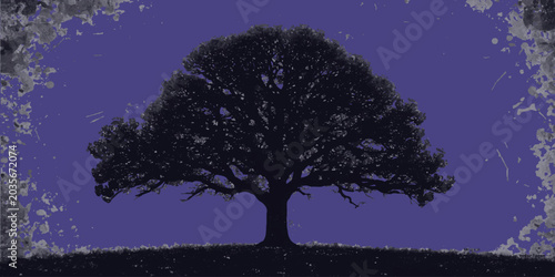 Foto Silhouette of Trees Against the Night Sky at Sunset