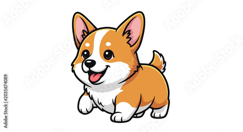 Tablou pe pânză A cute cartoon dog with brown fur and white markings runs happily outdoors