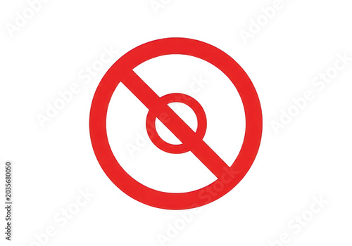 Red prohibition symbol with slashed circle isolated on transparent background