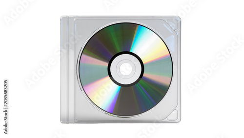 Εκτύπωση καμβά Isolated shiny compact disc inside a transparent plastic case, reflecting vibrant light