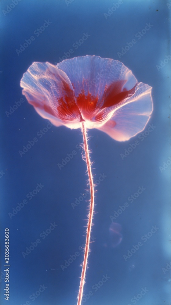 Fototapeta premium Delicate poppy against blue sky.