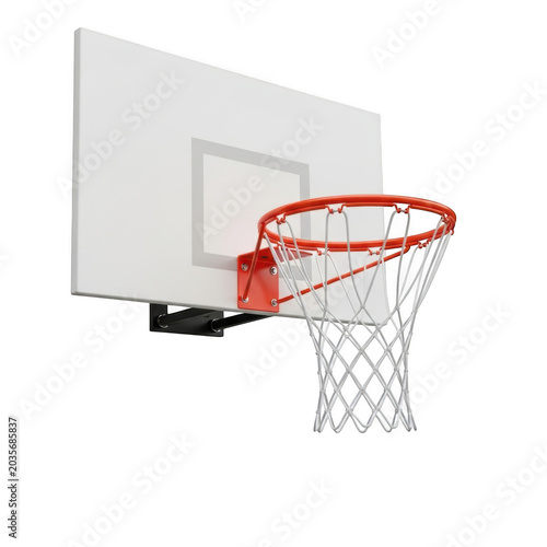 Basketball hoop with net and backboard for sports graphics isolated on transparent background