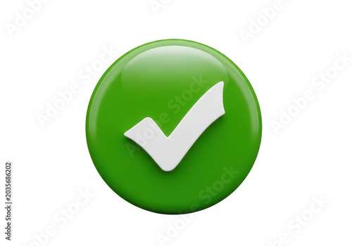 Green checkmark icon with white tick isolated on transparent background