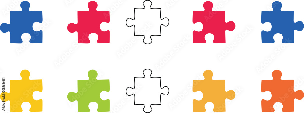 Fototapeta premium Colorful puzzle pieces for problem solving and brain teasers