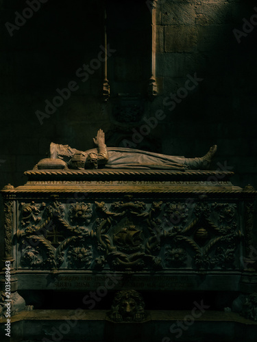 Tomb Inside Cathedral in Lisbon Portugal