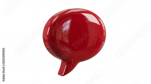 Red shiny speech bubble isolated on white background for communication