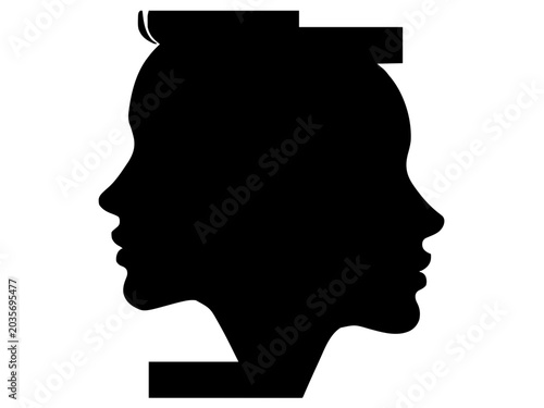 Die elegante Silhouette eines weiblichen Gesichts im Profil, das nach rechts blickt. Die Linienführung ist fließend und betont die Lippen, die Nase und die Stirn besonders schön.KI Generiert