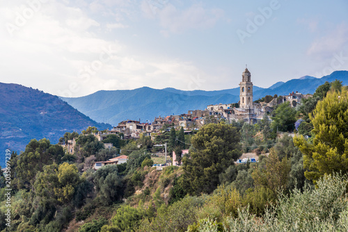 Panoramic View of Bussana Vecchia Village in Liguria Italy
