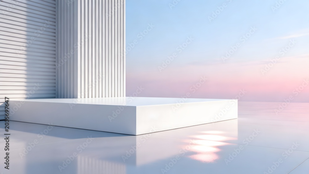 Fototapeta premium Minimalist white architectural platform