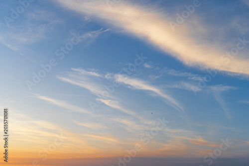 Clouds at sunset on the sky.