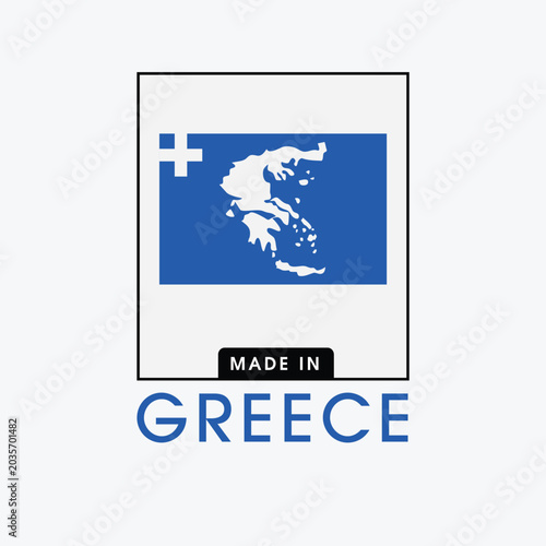 Made in Greece with a map label design for product packaging and an authentic product label.