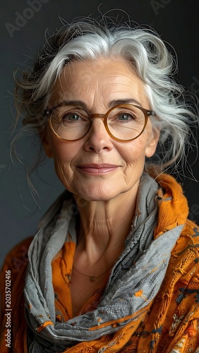 Senior woman with glasses portrait.