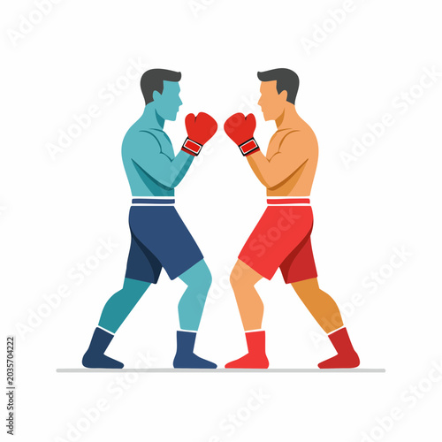 Two boxers facing each other in a boxing match