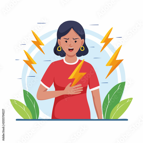 Woman Experiencing Chest Pain or Heart Attack