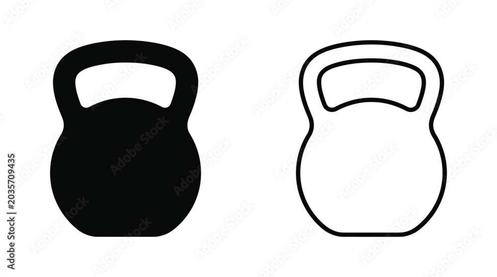 Fototapeta premium Kettlebell Silhouette On White Background Two Versions