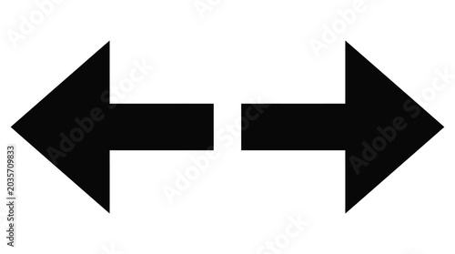 Tableau sur toile Two opposing arrows black silhouette on a white background