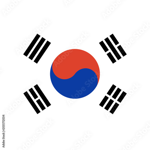 Round flag of South Korea isolated in circle shape.