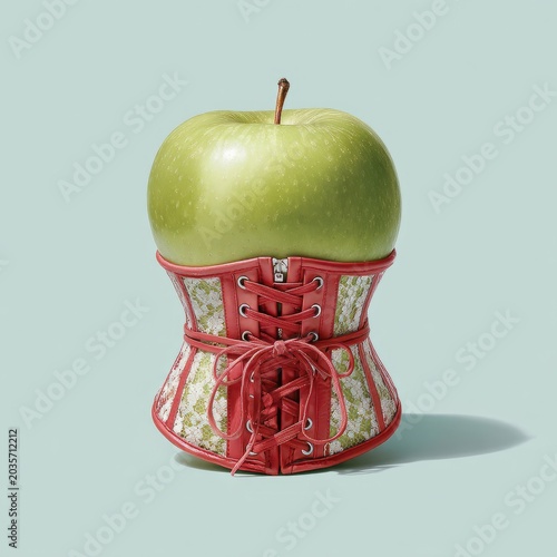 Apple in a pale pink corset