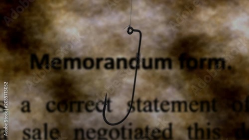 Memorandum Document with Paperclip Close-Up on Text Background