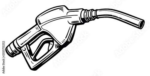 This gas pump nozzle reveals the inner workings of fuel dispensing, symbolizing power, oil, and the automotive industry