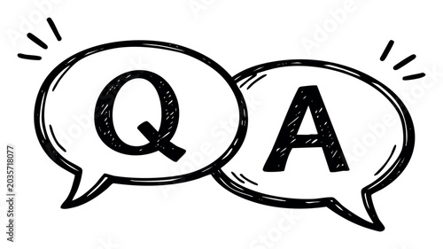 Q&A speech bubbles illustrating concepts of asking a question, providing an answer, support, and engaging in dialogue