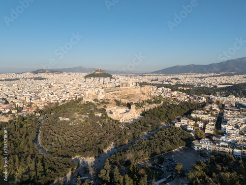 Aerial View of the Acropolis and Athens Cityscape Greece