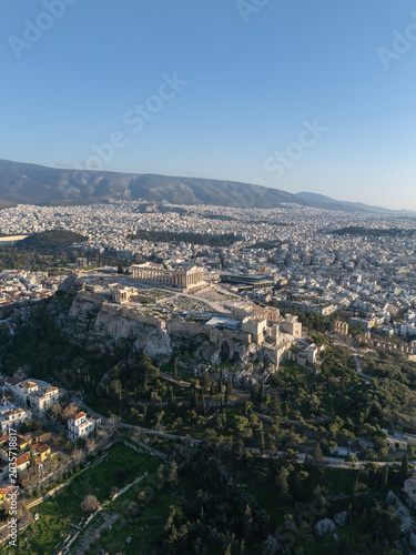 Acropolis of Athens and the surrounding cityscape in Greece