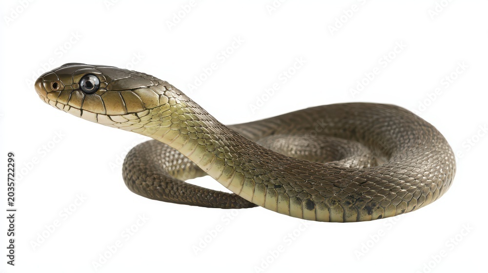 Fototapeta premium Studio photograph of a semiaquatic snake in motion against a white backdrop