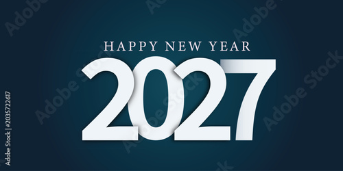 Happy new year 2027 large white numbers on a dark blue background, modern celebration graphic Vector