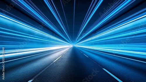 Empty highway tunnel with glowing lights