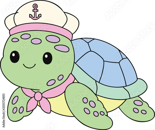Cute Turtle Captain Illustration