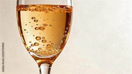 Glass of sparkling golden liquid