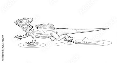 Photos Detailed illustration of a frilled lizard running.