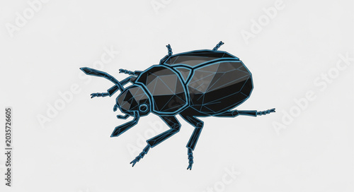 Detailed illustration of a black beetle insect on a plain background.