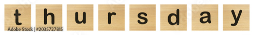 thursday word with wood blocks