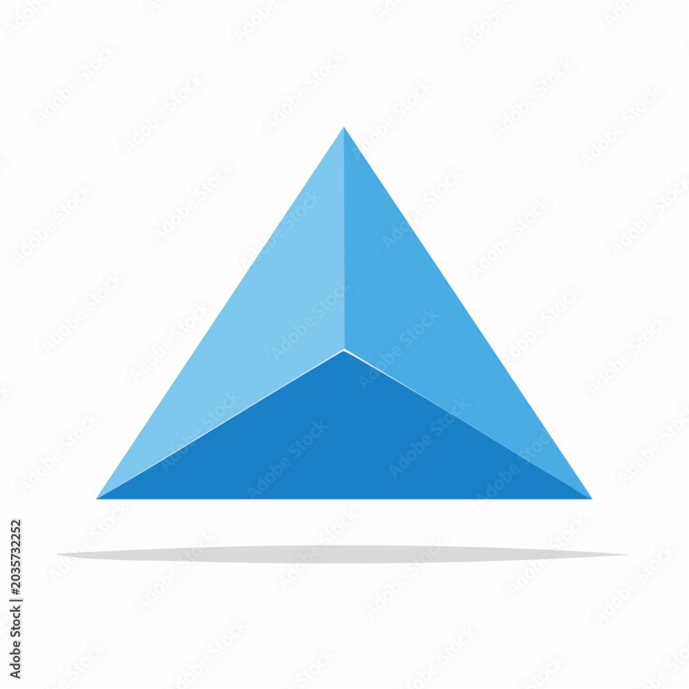 Fototapeta premium Abstract blue 3D pyramid shape with shadow