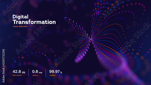 Foto Futuristic Digital Transformation Concept Featuring Glowing Butterfly Wings From Quantum Data Streams And Particle Motion