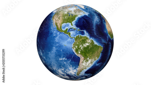 Fotografie Isolated realistic globe showing North and South America continents and detailed