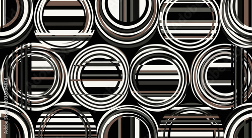 Abstract Circle Pattern with Stripes - Retro Geometric Design