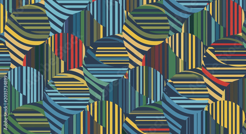 Abstract Geometric Pattern with Circles and Stripes