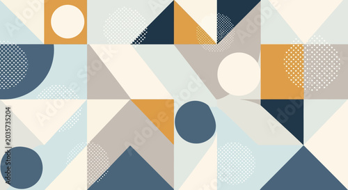 Geometric Pattern Abstract: Circles, Triangles, Mid-century Modern Art Backdrop