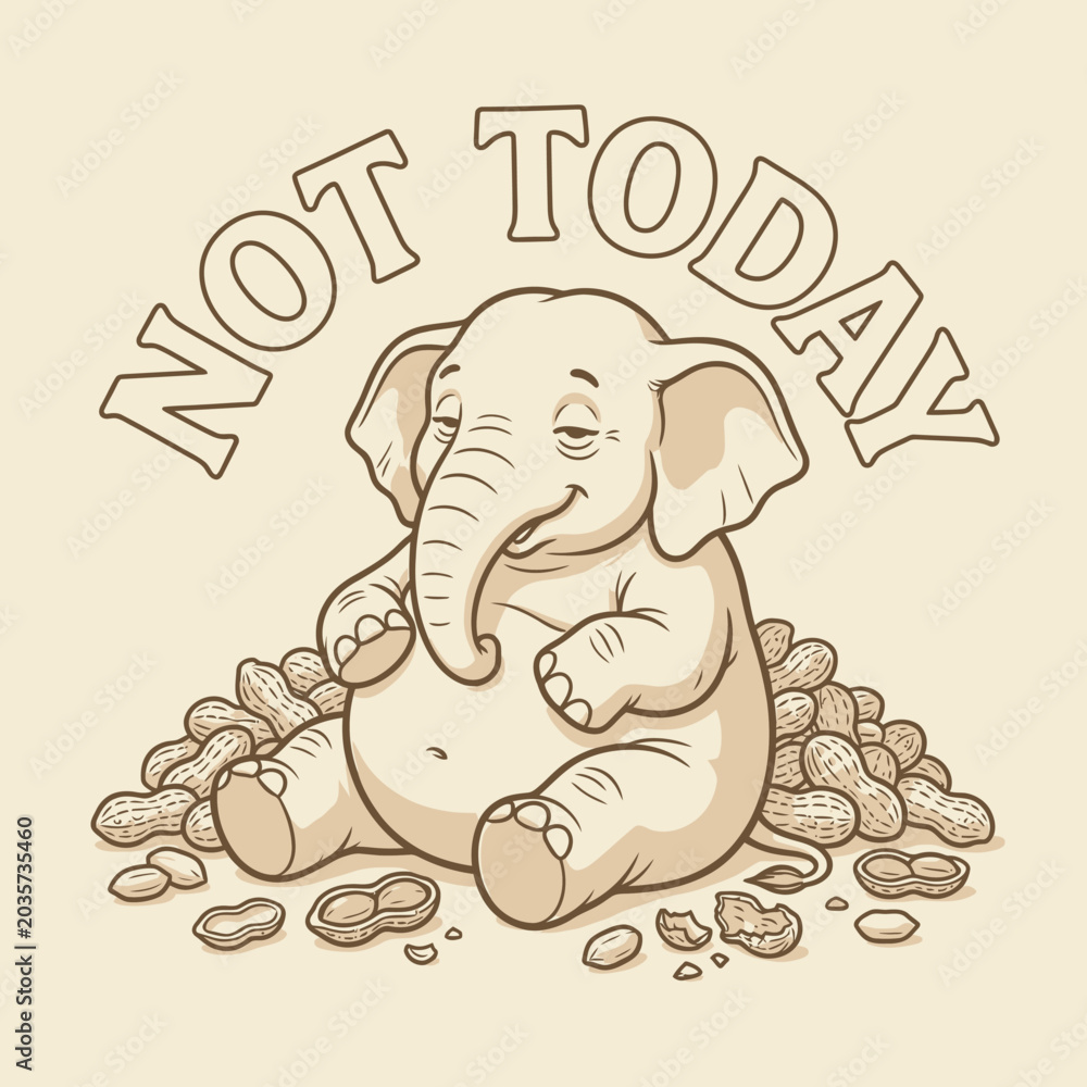 Fototapeta premium Cute elephant sitting on stones.